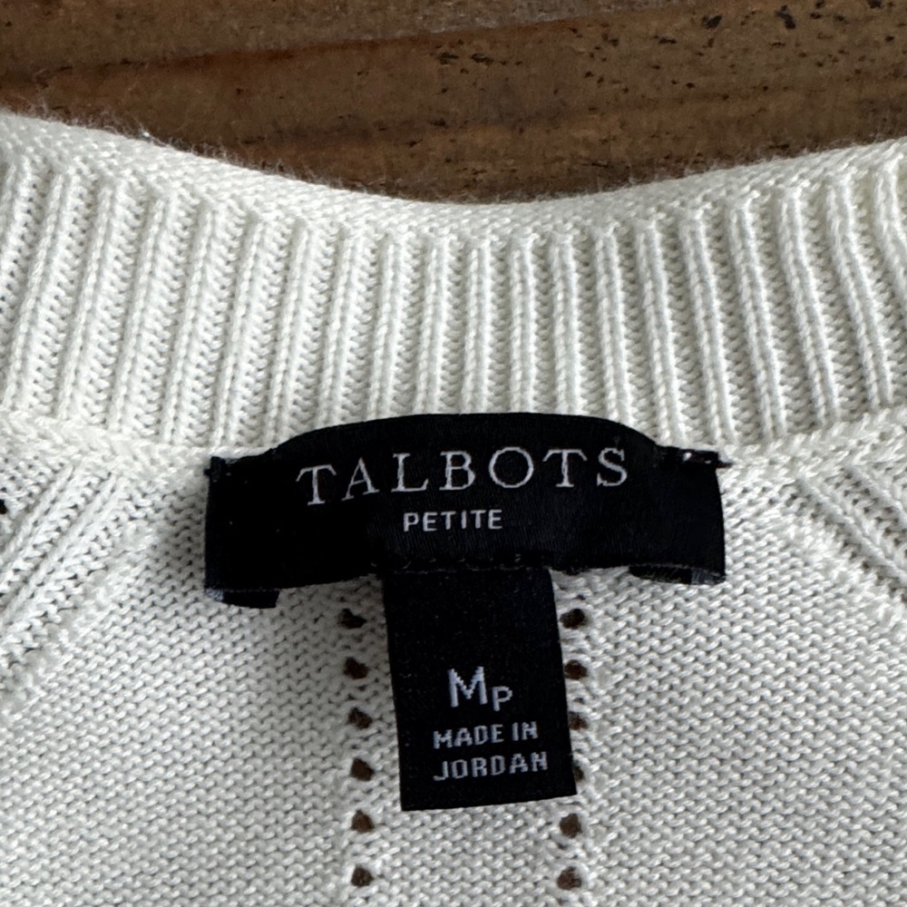 Talbots Yellow and White Striped Cardigan - Picture 2 of 5